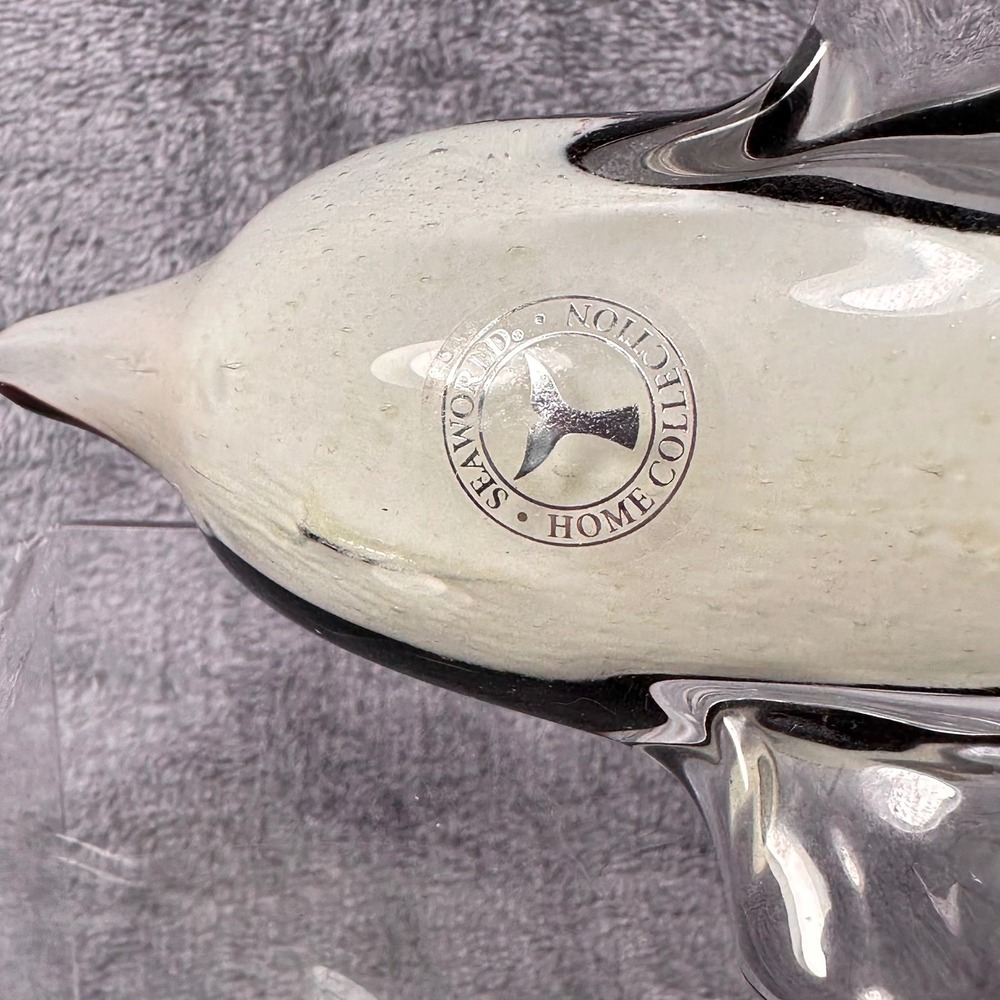 SeaWorld Home‎ Collection Glass Orca Figurine Shamu Art Glass Etched w Card - Picture 5 of 16